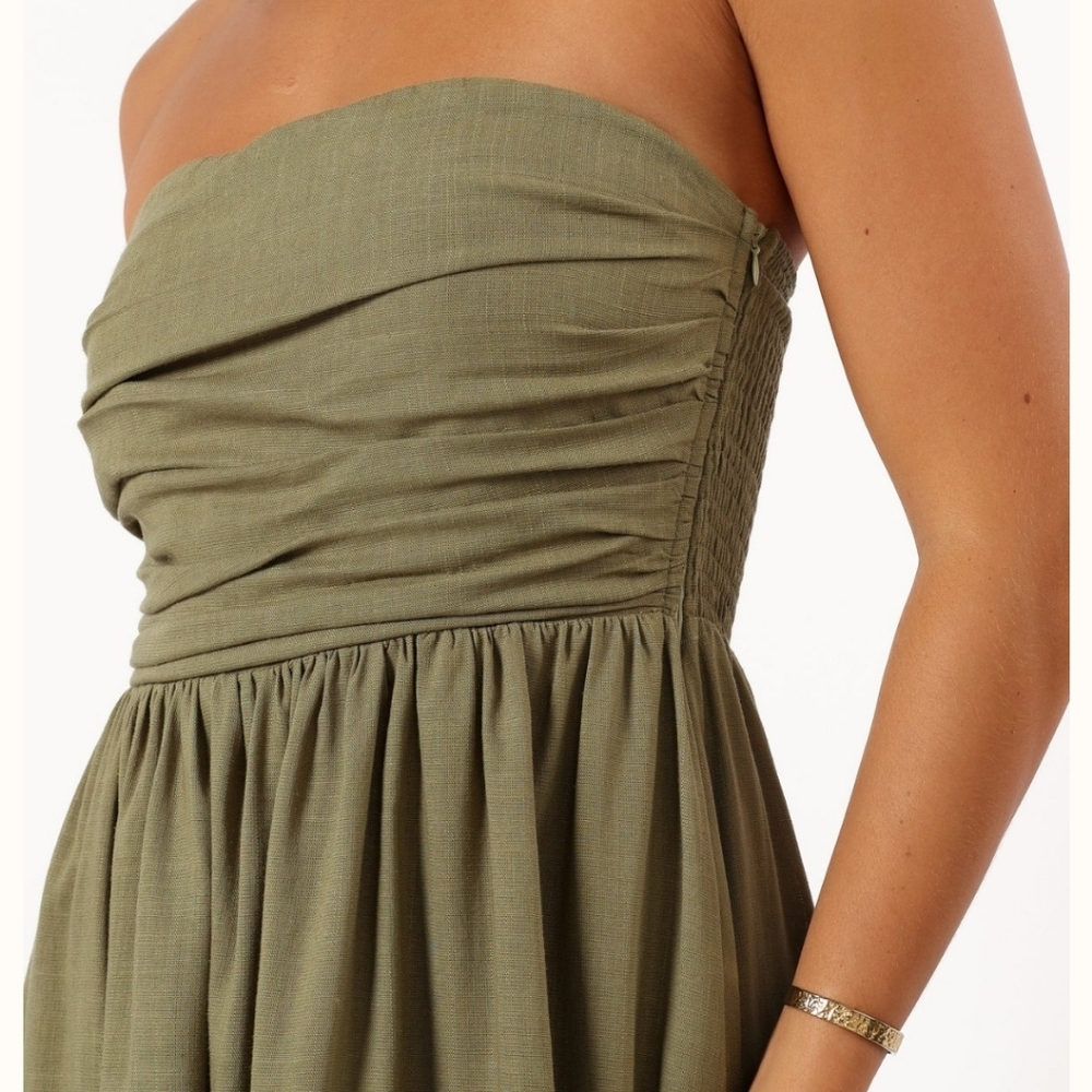 Petal & Pup Olive Strapless Dress - Picture 3 of 6